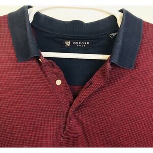 Oxford Golf Polo Shirt Men's XXL - Deep Red & Navy Trim Cotton Knit